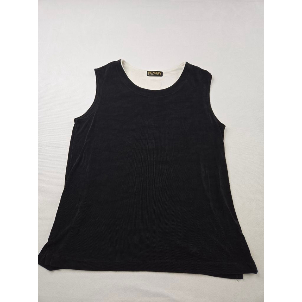 Women's Picadilly Fashions Black White Sleeveless Tank Top Size L